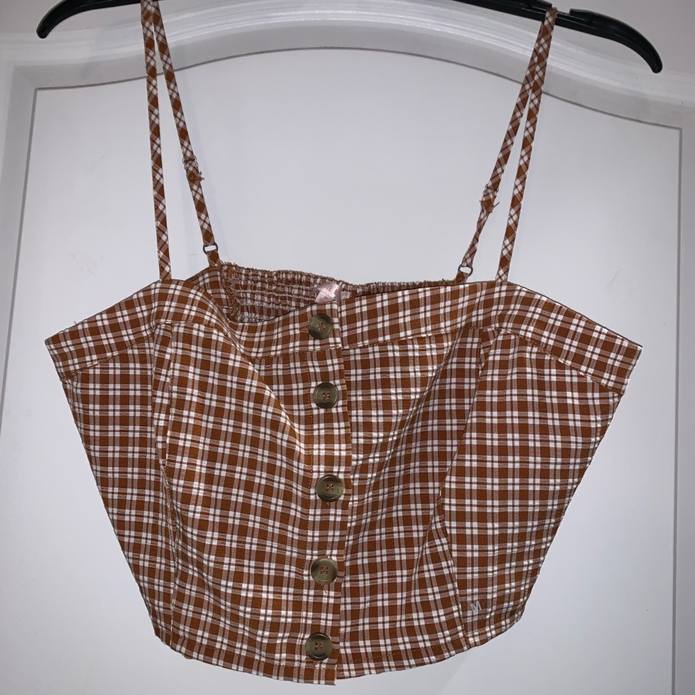 Spaghetti strap plaid top